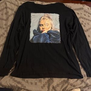 Black long-sleeve Billie Eilish tee